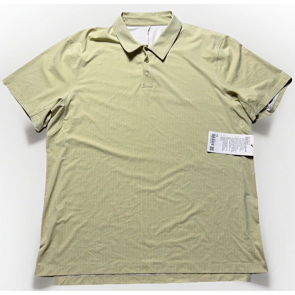 Lululemon Snap Front Performance Polo Short Sleeve Shirt Dew Green Mens Size XXL